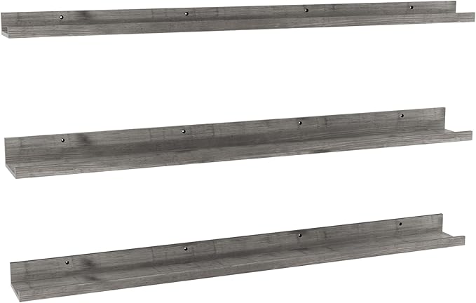 Giftgarden 47 Inch Gray Floating Shelves for Wall Mount, Grey Wood Wall Shelf Ledge for Bathroom Bedroom Living Room Kitchen Storage, Set of 3 Different Sizes-HomvellaHome