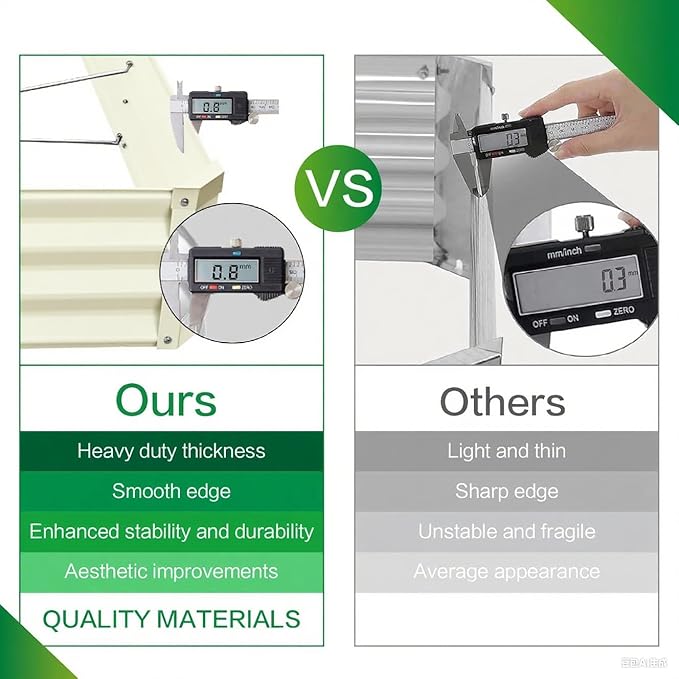 GARDMAX 8x4x1FT Galvanized Raised Garden Bed Kit, Metal Planter Boxes Outdoor with Easy Assembly, Large Garden Bed for Vegetables, Fruits, Flower, Herbs Rectangle Milk White-HomvellaHome