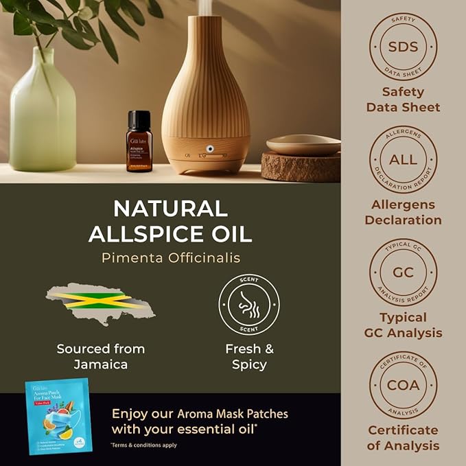 Gya Labs Allspice Essential Oil for Diffuser & Skin - 0.34 Fl Oz - 100% Pure Natural Allspice Oil for Skin, Homemade Items & Candle Making Scent-HomvellaHome