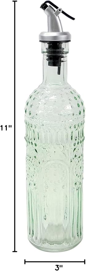 Grant Howard Etrusco Embossed Glass Oil and Vinegar Cruet with Pourer, 16 oz, Translucent-HomvellaHome