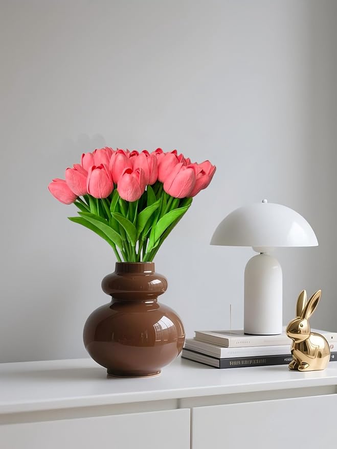15 Pcs Artificial Tulip PU Fake Flower Realistic Touch Spring Summer Fake Flowers for Home Decor Outdoor Garden Parties and Wedding-HomvellaHome