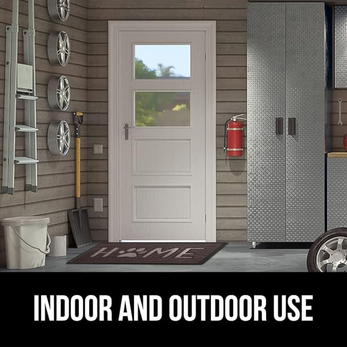 GORILLA GRIP 100% Waterproof All-Season WeatherMax Doormat 35x23, US Designed Natural Rubber, Stain and Fade Resistant, Low Profile Indoor Outdoor Door Mats, Easy Clean Patio Mat, Espresso Home Paw-HomvellaHome