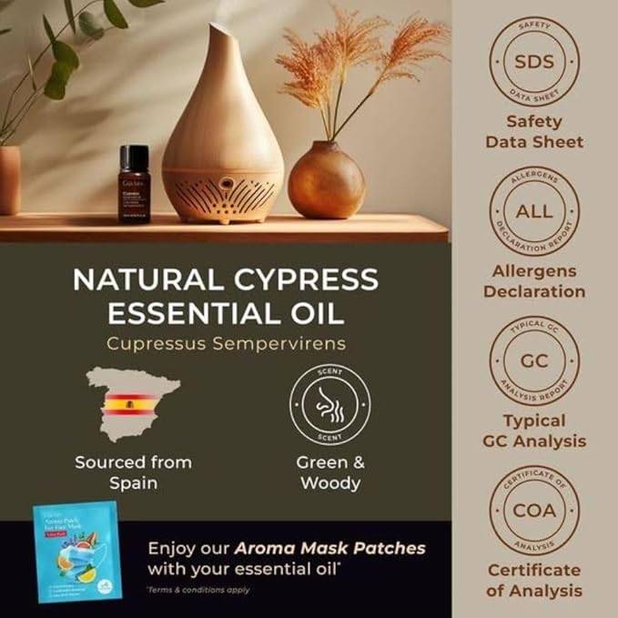 Gya Labs Cypress Essential Oil for Diffuser - 0.34 Fl Oz - 100% Pure Natural Cypress Oil for Aromatherapy & Candle Making Scent-HomvellaHome