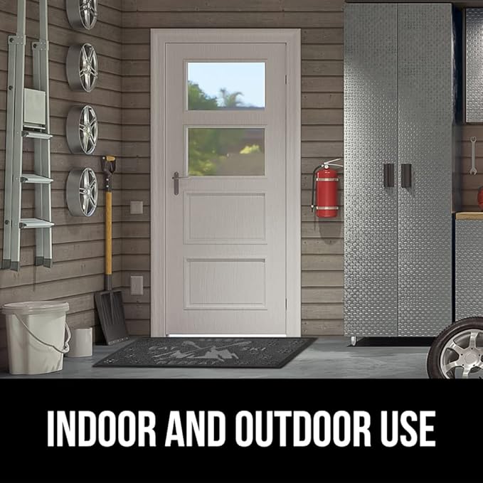 GORILLA GRIP 100% Waterproof All-Season WeatherMax Doormat 35x23, US Designed Natural Rubber, Stain and Fade Resistant, Low Profile Indoor Outdoor Door Mats, Easy Clean Patio Mat, Graphite Skiing-HomvellaHome