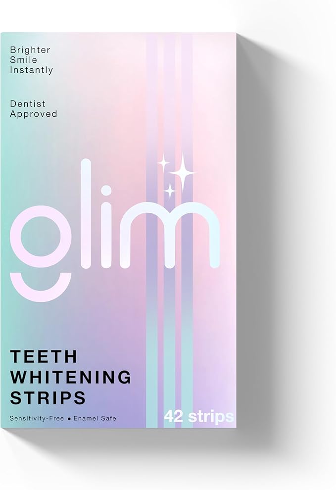 Glim Professional Teeth Whitening Strips| 42 Strips (21 Treatments), Hydrogen-Free, Peroxide-Free, Non-Toxic, Dentist Recommended, Sensitivity Free - Vegan & Cruelty Free - (Mint)-HomvellaHome