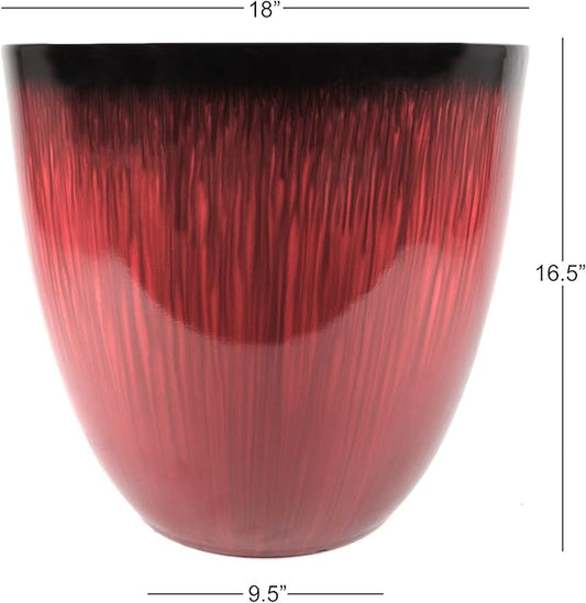 (EPR18-105 Large Egg Shaped Planter - Modern Indoor & Outdoor Decorative Flower Pot/Box (18 Inch, Red Flower)-HomvellaHome