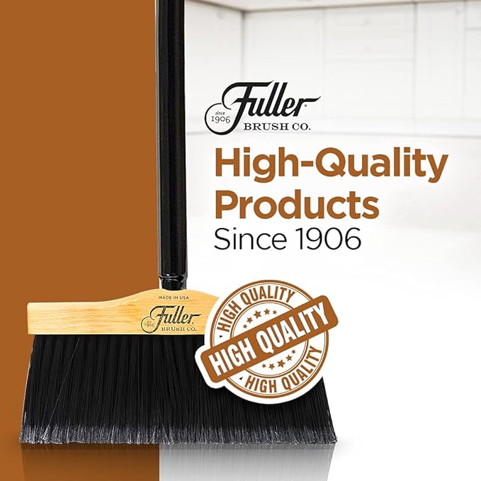 10” Upright Broom with 2 Piece Black Steel Threaded Handle-HomvellaHome