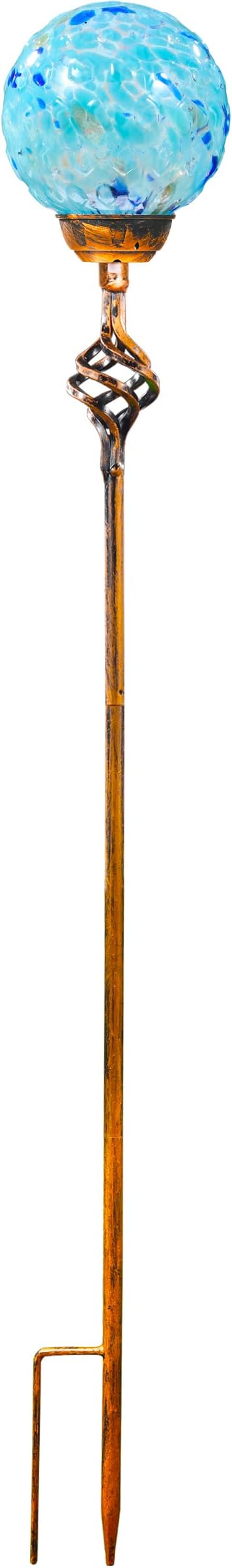 Garden Solar Lights, Decorative LED Honeycomb Glass Ball Garden Stake, Glass and Metal Outdoor Decoration, 4 x 31 Inch (Light Blue)-HomvellaHome