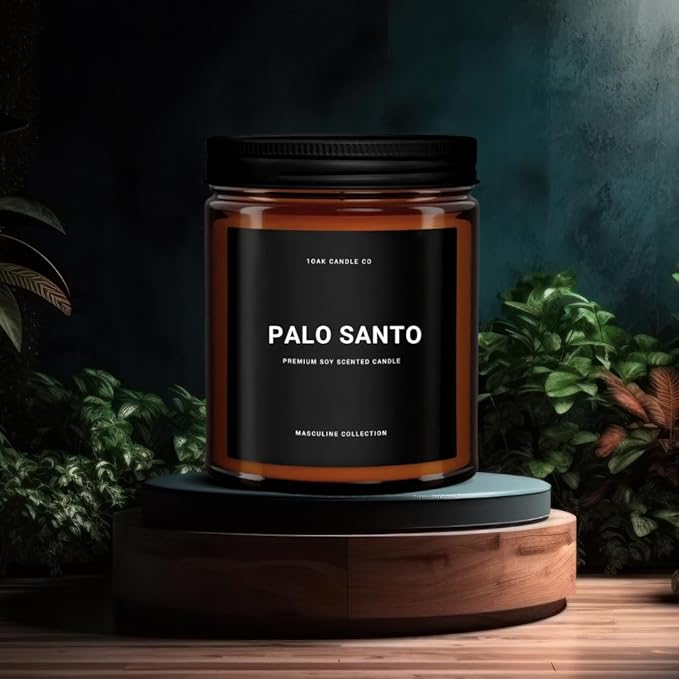 1OAK Scented Candles for Men - Palo Santo Candle - Mens Candles for Home - Masculine Candle - Long Burning Premium - Soy Wax (7oz.)-HomvellaHome