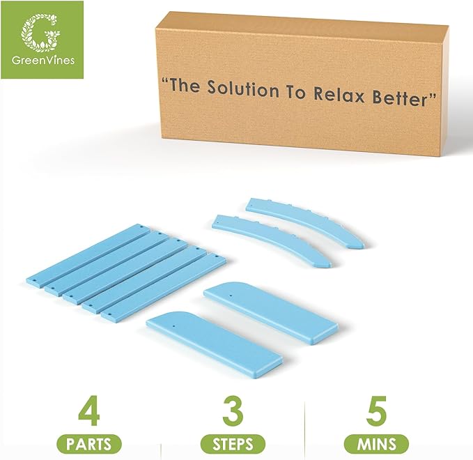 GREENVINES Adirondack-Ottoman | Set of 4 | HDPE Plastic | Outdoor Footrest | All Weather | Foot Rest | Foot Stool | Arctic | for Adirondack Chair | for Patio Backyard Pool-HomvellaHome