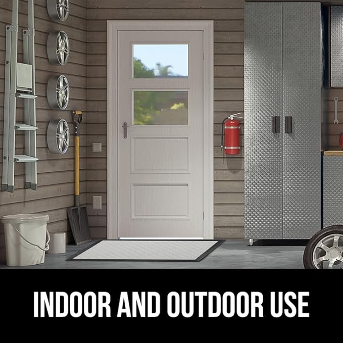 GORILLA GRIP 100% Waterproof All-Season WeatherMax Doormat US Designed Natural Rubber, Stain and Fade Resistant, Low Profile Indoor Outdoor Door Mats, Easy Clean Patio Mat, 23x35, Light Gray-HomvellaHome