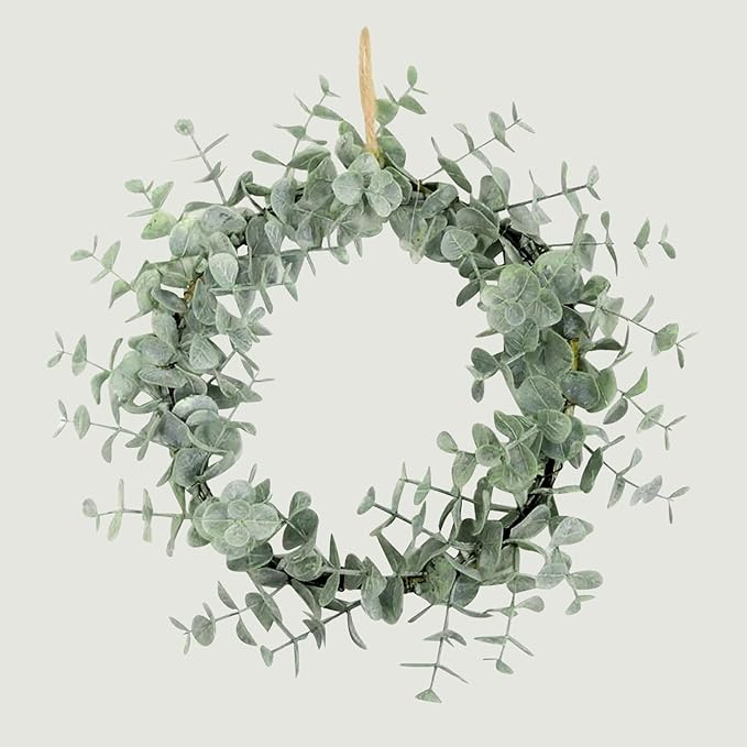 18Pcs Faux Eucalyptus Stems, 15" Artificial Eucalyptus Plants with White Frosted Coating, Fake Eucalyptus Decor Plastic Greenery Leaves for Wedding Bouquets Home Decor DIY Floral Arrangements-HomvellaHome