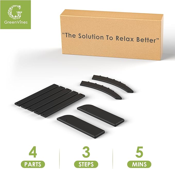 GREENVINES Adirondack-Ottoman | HDPE Plastic | Outdoor Footrest | All Weather | Foot Rest | Foot Stool | Black | for Adirondack Chair | for Patio Backyard Pool-HomvellaHome