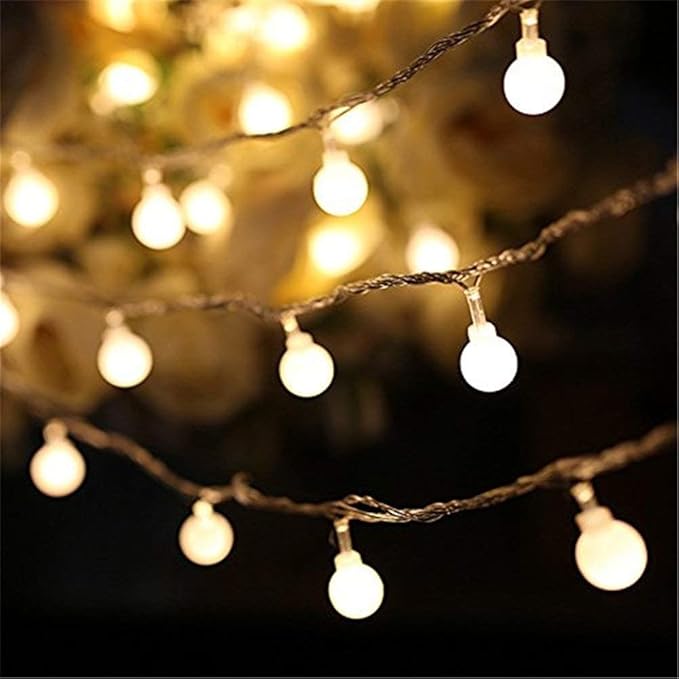 Globe String Lights for Bedroom, 49 Feet 100 LED Fairy Lights Plug in, 8 Modes Warm White Christmas String Lights for Indoor Outdoor Patio Party Garden Wedding Christmas Tree Decor-HomvellaHome