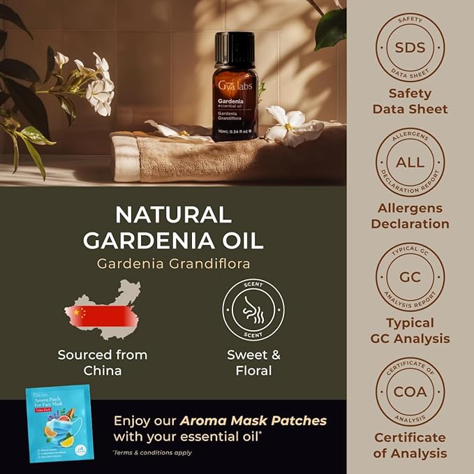 Gya Labs Gardenia Essential Oil for Diffuser - 0.34 Fl Oz - 100% Pure Natural Gardenia Oil for Skin, Aromatherapy & Candle Making Scent-HomvellaHome