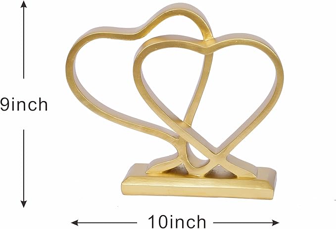 Gold Heart Sculpture for Living Room Decor Heart Decoration Gift for Her and Him Love Wedding Anniversary Couples Gift Modern Heart Statue for Home Coffee Table Dining Table Centerpiece Birthday Gift-HomvellaHome