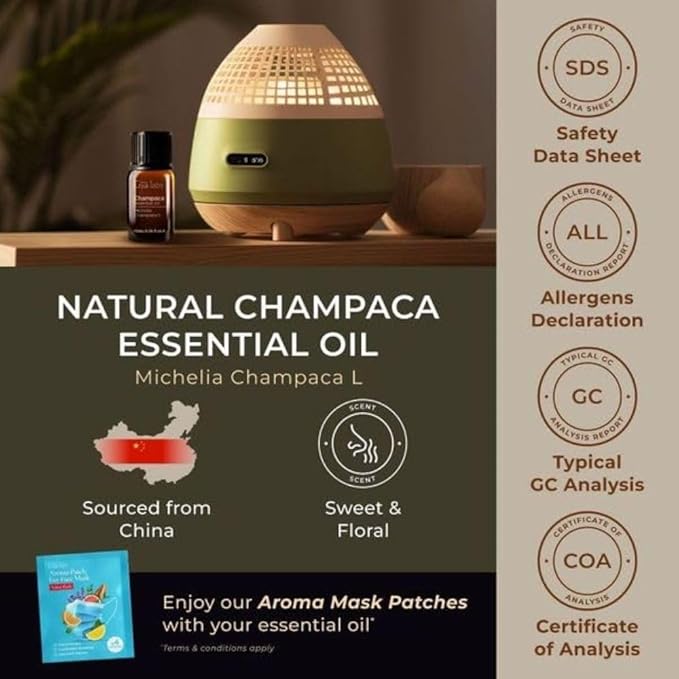 Gya Labs Champaca Essential Oil for Diffuser - 0.34 Fl Oz - 100% Pure Natural Champaca Oil for Skin, Hair, DIY Aroma Candle Making Scent-HomvellaHome