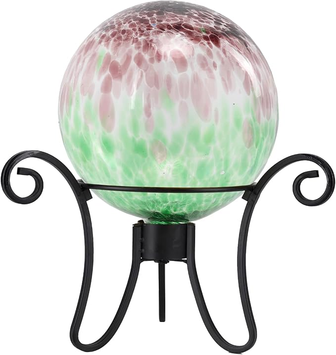Gazing Ball 10 Inch Glass Reflective Garden Globe Outdoor Gazing Globe Sphere Yard Ornament for Garden Yard Home Outdoor Decoration Gift for Women (Green)-HomvellaHome