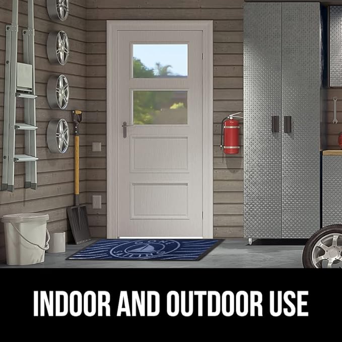 GORILLA GRIP 100% Waterproof All-Season WeatherMax Doormat 35x23, US Designed Natural Rubber, Stain and Fade Resistant, Low Profile Indoor Outdoor Door Mats, Easy Clean Patio Mat, Blue Sailing-HomvellaHome