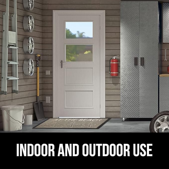GORILLA GRIP 100% Waterproof All-Season WeatherMax Doormat US Designed Natural Rubber, Stain and Fade Resistant, Low Profile Indoor Outdoor Door Mats, Easy Clean Patio Mat, 17x29, Sand Beach-HomvellaHome