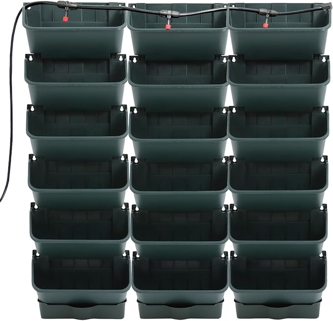 18 Pots Self-Watering Wall-Mounted Planter, 39.4”L x 39.4”H Vertical Wall Planter Self Watering Stackable Planters Vertical Garden Wall Garden Planter Outdoor Indoor for Herbs Flowers Strawberries-HomvellaHome