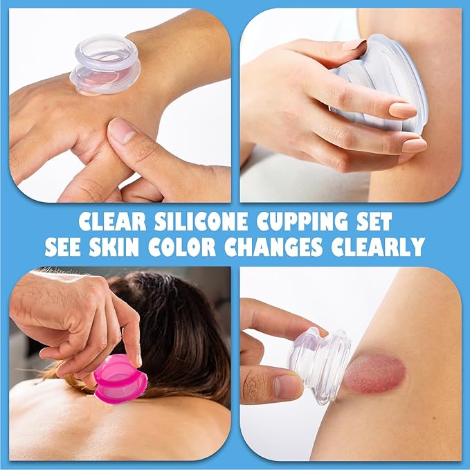 15Pcs Cupping Therapy Set-Professional Silicone Cupping, Suitable for Facial Body Massage/Deep Myofascial Release/Pain Relief/Muscle Relaxation & More (Rose Red,15pcs)-HomvellaHome