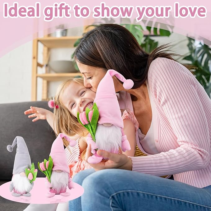 Gnome Plush Decorations Gift,15 inch Gnomes Decorations for Home,Fall Gnomes Plush Table Decoration Gnome Gifts for Women Swedish Tomte Nisse Doll Tabletop Scandinavian Elf Plushie,Pink-HomvellaHome