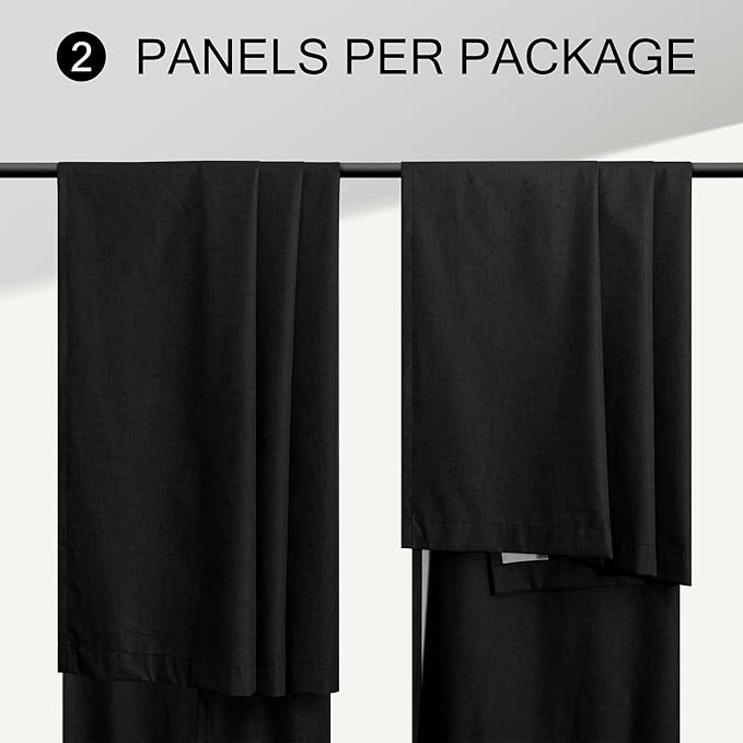 102 Inch Curtains Black Out Linen Blackout Curtains for Bedroom Aesthetic 2 Panel Long Drapes Large Window Sun Light Blocker Custom Made Size Thermal Insulated Curtains for Living Room 52x102 Length-HomvellaHome
