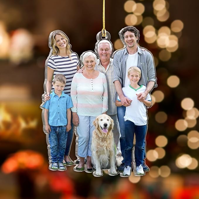 Personalized Custom Photo Acrylic Ornament - Christmas Hanging Decor for Family, Mom, Dad, Grandparents, Daughter, Son
