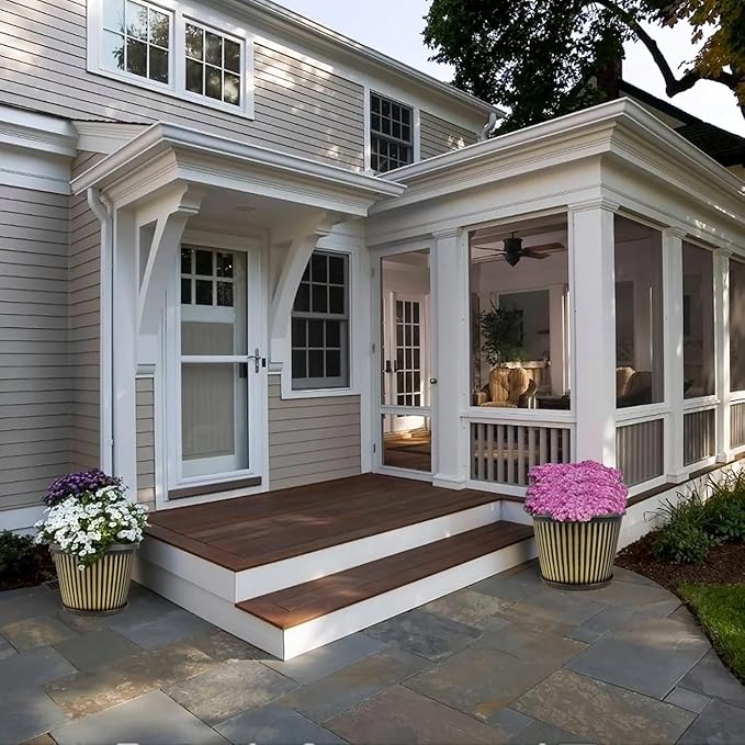 16 inch Large Planter Indoor Outdoor Plant Pots, 4 Pack Plastic Flower Pots with Saucer And Drainage Holes, Modern Garden Planters For Planting Medium Large Plants, Decorative Resin Garden Pots-HomvellaHome