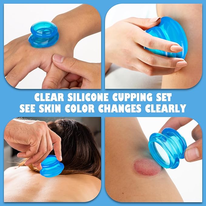 15Pcs Cupping Therapy Set-Professional Silicone Cupping, Suitable for Facial Body Massage/Deep Myofascial Release/Pain Relief/Muscle Relaxation & More (Blue,15pcs)-HomvellaHome