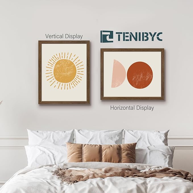 16x20 Picture Frame Set of 3 - Brown Woodgrain, Wood Poster Frame, HD Tempered Glass, Wall Gallery Hanging-HomvellaHome