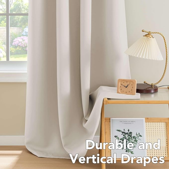 H.VERSAILTEX Thermal Insulated Blackout Window Panels Microfiber Formaldehyde-Free Kids Curtains for Holiday Season Home Decoration,Grommet Top,52 by 96 - Inch - Natural - Set of 2-HomvellaHome