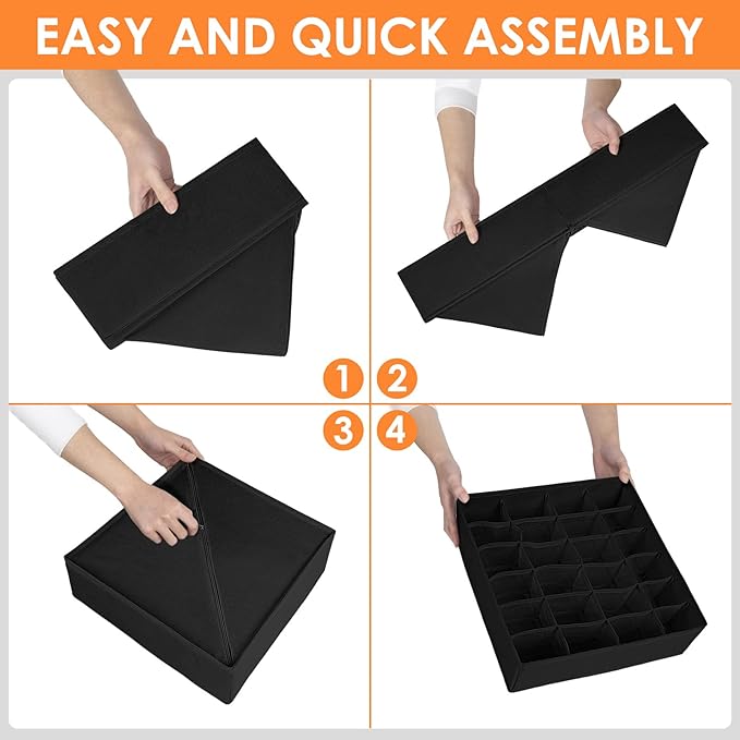 12 Pack Drawer Organizers, 116 Compartments Fabric Foldable Dresser Drawer Organizers for Clothing, Closet Organizers and Storage Bins for Clothes, Christmas Ornament Storage Boxes with Dividers-HomvellaHome