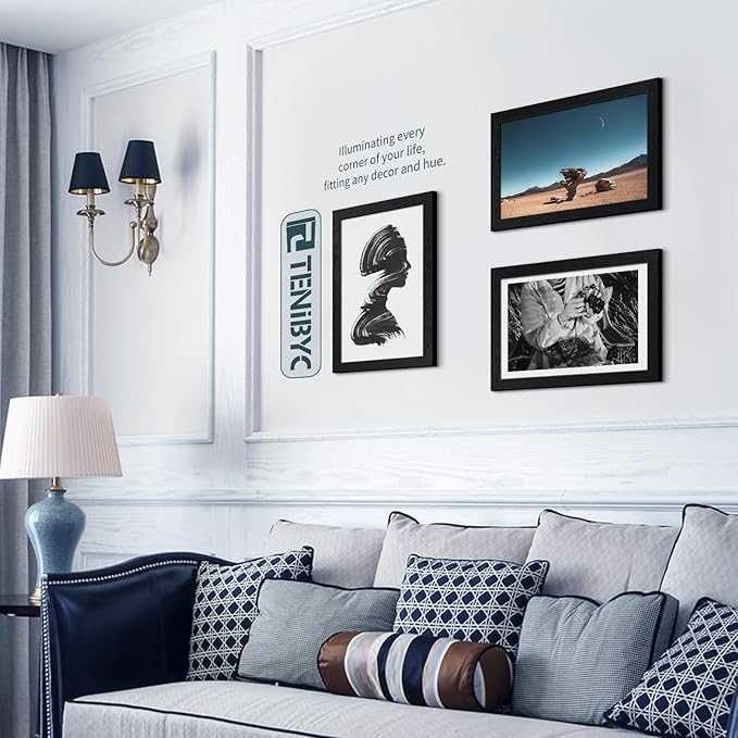 11x17 Picture Frame 3 Pack - Black Woodgrain, Solid Wood & HD Tempered Glass, Wall Gallery Poster Frame-HomvellaHome