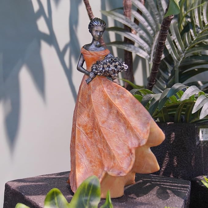 Guichifun Fairy Statue Collection Home Decoration - Orange Leaf Angel Girls Resin Fall Decor for Outside or Inside Rustic Garden Outdoor Yard Decorations Figurines Gift 7.5 x 4.5 x 11.5 Inch-HomvellaHome