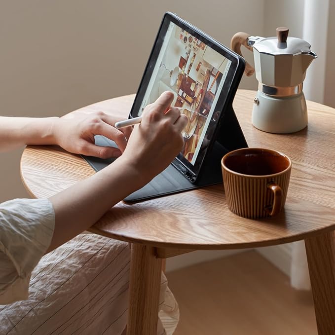 100% Solid Oak Small Tall Side Table, Mid Century Modern Coffee Table for Small Spaces, Living Room End Table with Stable Frame for Bedroom Couch, (Natural, 21.65" D x 21.65" W x 29.53" H)-HomvellaHome