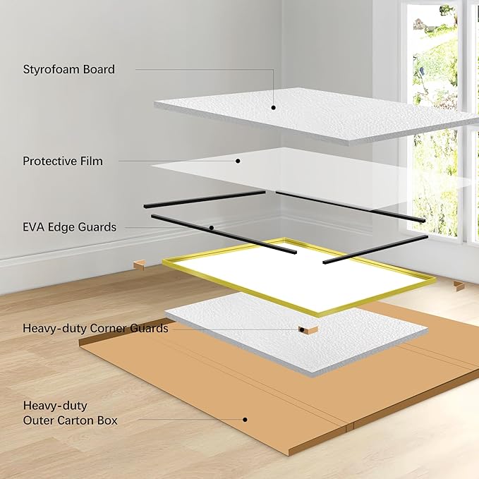 Gold Bathroom Mirror, 30x60 Inch Rectangular Deep Frame Mirror, Large Wall Mounted Bathroom Vanity Mirror Over Sink for Bedroom,Restroom, Living Room, Hangs Vertically or Horizontally-HomvellaHome