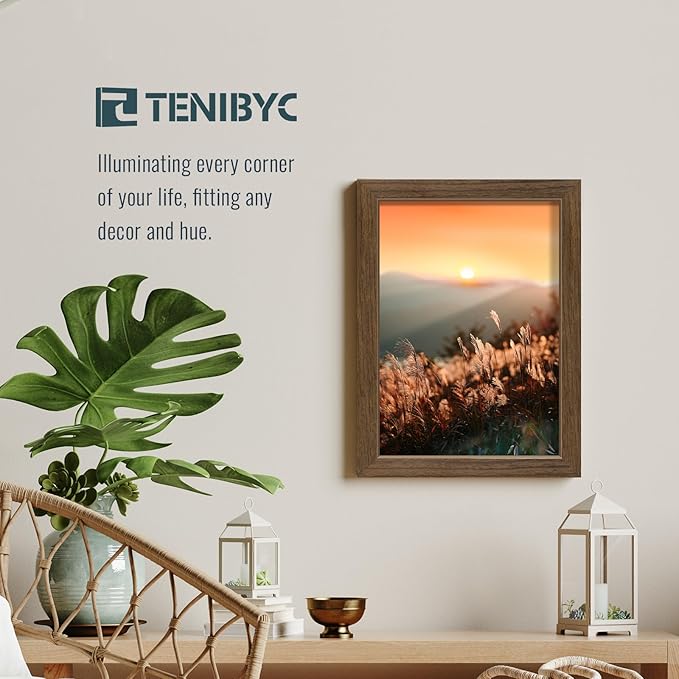 12x16 Picture Frame 3 pk, Brown Woodgrain, HD Tempered Glass, Wall Gallery Frame-HomvellaHome