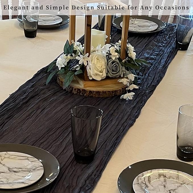 10FT 6 Pack Black Cheesecloth Table Runner 20 x 120 Inch Long Boho Fabric Rustic Cheese Cloth Table Runner for Wedding Bridal Shower Baby Shower Gauze Sheer Birthday Party Table Decorations-HomvellaHome