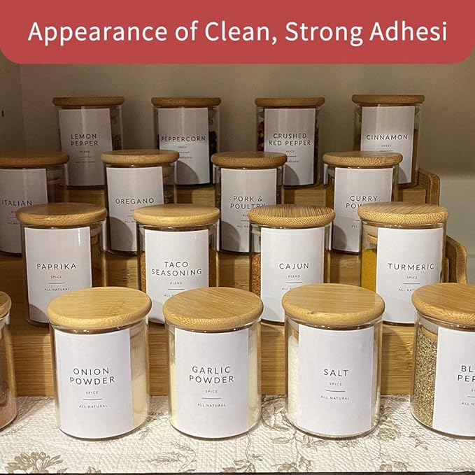 Glass Spice Jars with Bamboo Lids - 20 Pcs Thicken(2.4mm) 6oz Airtight Seasoning Containers with 131 Waterproof Minimalist Spice labels Preprinted - Small herb Jars for Pantry Organization and Storage-HomvellaHome