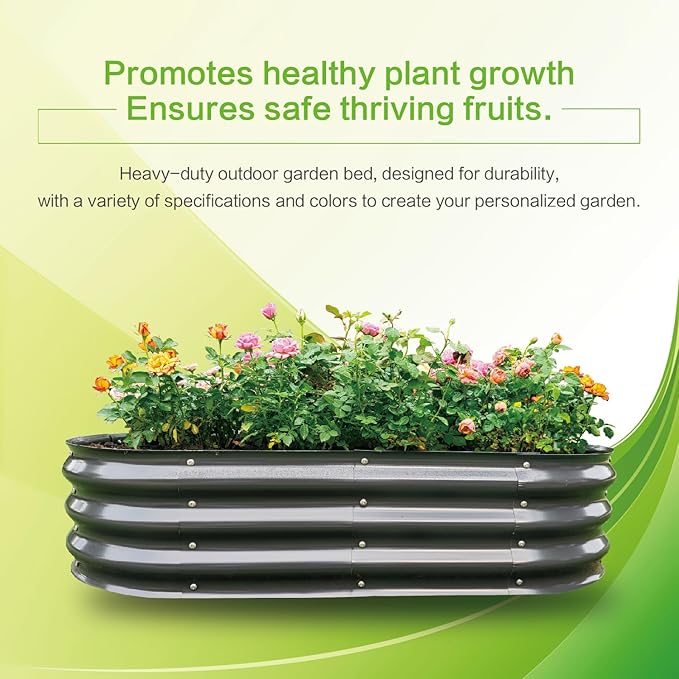 Gardmax 2 Pack Galvanized Raised Garden Bed, Lightweight Planter Boxes Outdoor with Easy Assembly, Large Garden Bed for Vegetables, Fruits, Flower Dark Grey-HomvellaHome