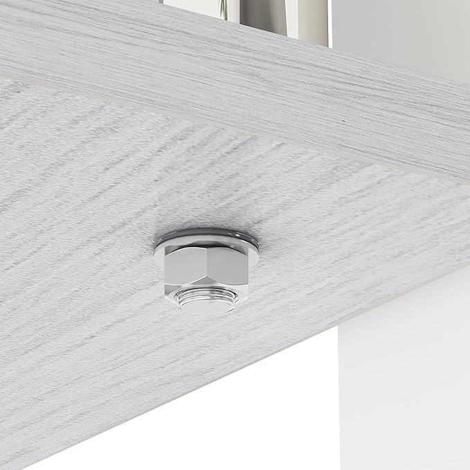 Glass Coffee Table Rectangle Living Room Center Table, with Gray Tempered Glass Tabletop and White MDF Layer,for Living Room and Office, Gray+White-HomvellaHome