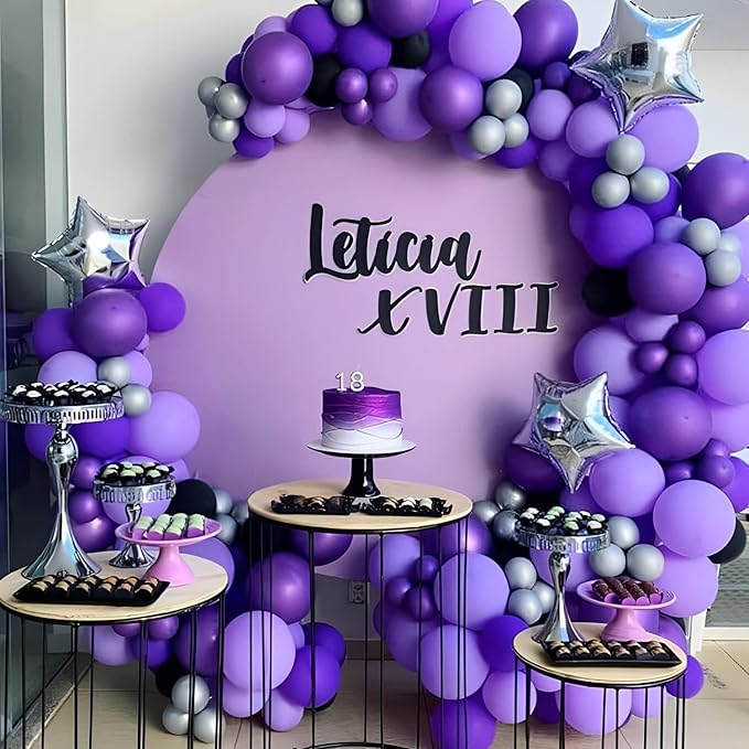 130pcs Dark Purple Balloons Different Sizes 18" 12" 10" 5" Party Latex Balloons for Birthday Halloween Graduation Baby Shower Anniversary Party Decorations-HomvellaHome