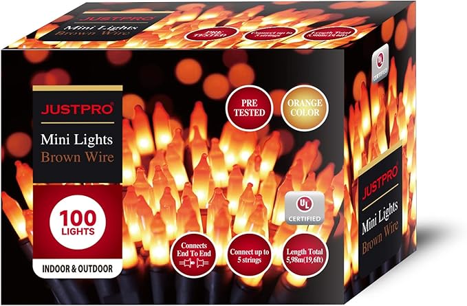 100LIGHTS Orange Extra-Bright with End Connectors Halloween Decorative Lights 5.98m UL Certified Mini String Light Set Waterproof for Halloween Home Garden Christmas Tree Party Patio Wedding-HomvellaHome