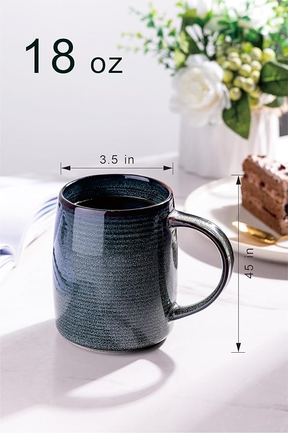 GBHOME Large Coffee Mugs Set of 6, 18oz Handmade Ceramic Coffee Mugs Set with Gradient color for Latte/Tea/Beer/Hot Cocoa, Dishwasher & Microwave Safe,-HomvellaHome