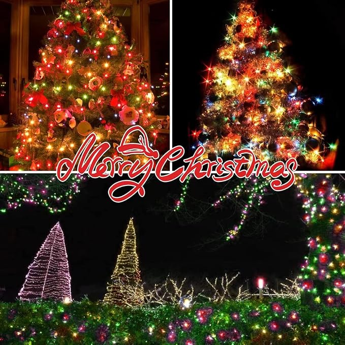 100LIGHTS Multi Extra-Bright with End Connectors Christmas Decorative Lights 5.98m UL Certified Mini String Light Set Waterproof for Home Garden Holiday Christmas Tree Party Patio Wedding-HomvellaHome