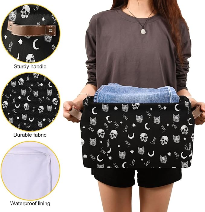 Gothic Pattern Storage Bins Collapsible Shelf Basket Cube with Handle for Nursery Bedroom Bathroom-HomvellaHome