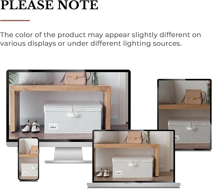 GRANNY SAYS Fabric Storage Bin with Lid, Decorative Storage Box for Shelves, Container Storage Basket Organizer, Closet Bins with Lids for Organizing, Jumbo, Ivory, 1-Pack-HomvellaHome