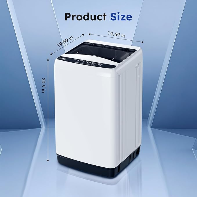 1.0 Cu.ft Portable Washing Machine for Home & Apartment, Full-Automatic Clothes Washer with 6 Water Level & 10 Wash Cycles, Drain Hose Included, White-HomvellaHome